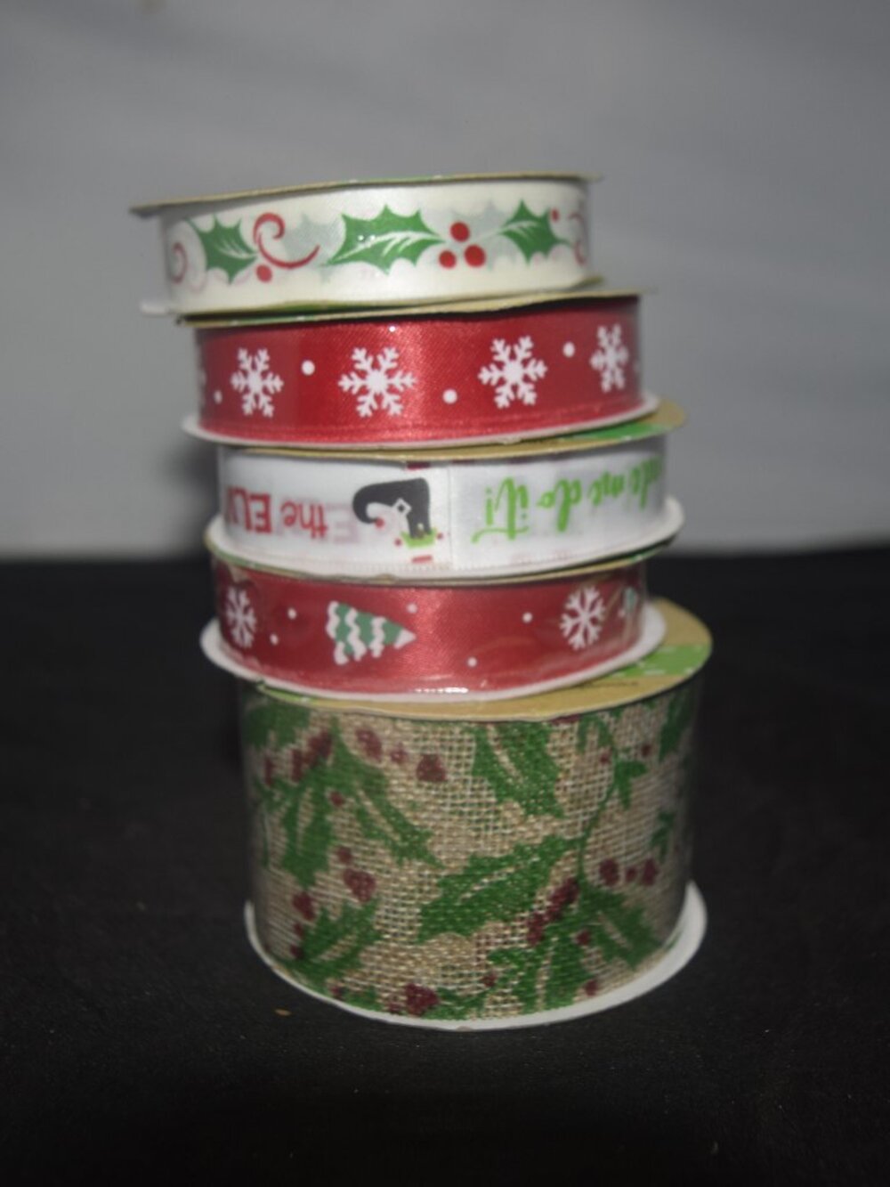 Crafter's Square Christmas Holiday Ribbon Spools Stack Lot of 5 NWT